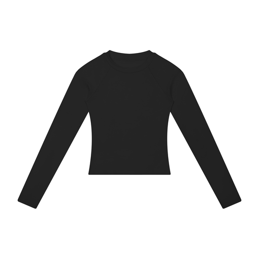 Women's slim raglan long sleeve tee in black