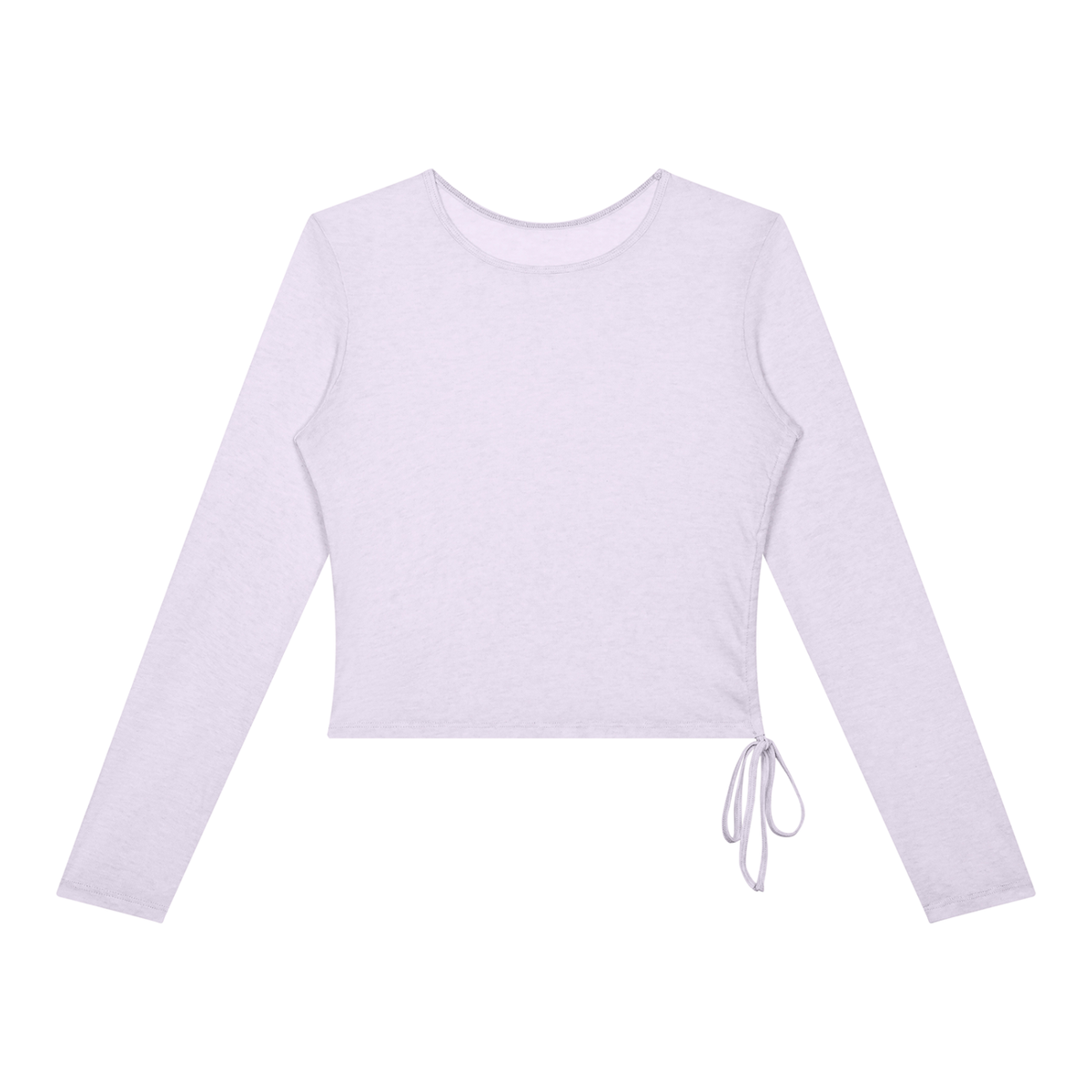 Women's ruched side-tie long sleeve top in light purple