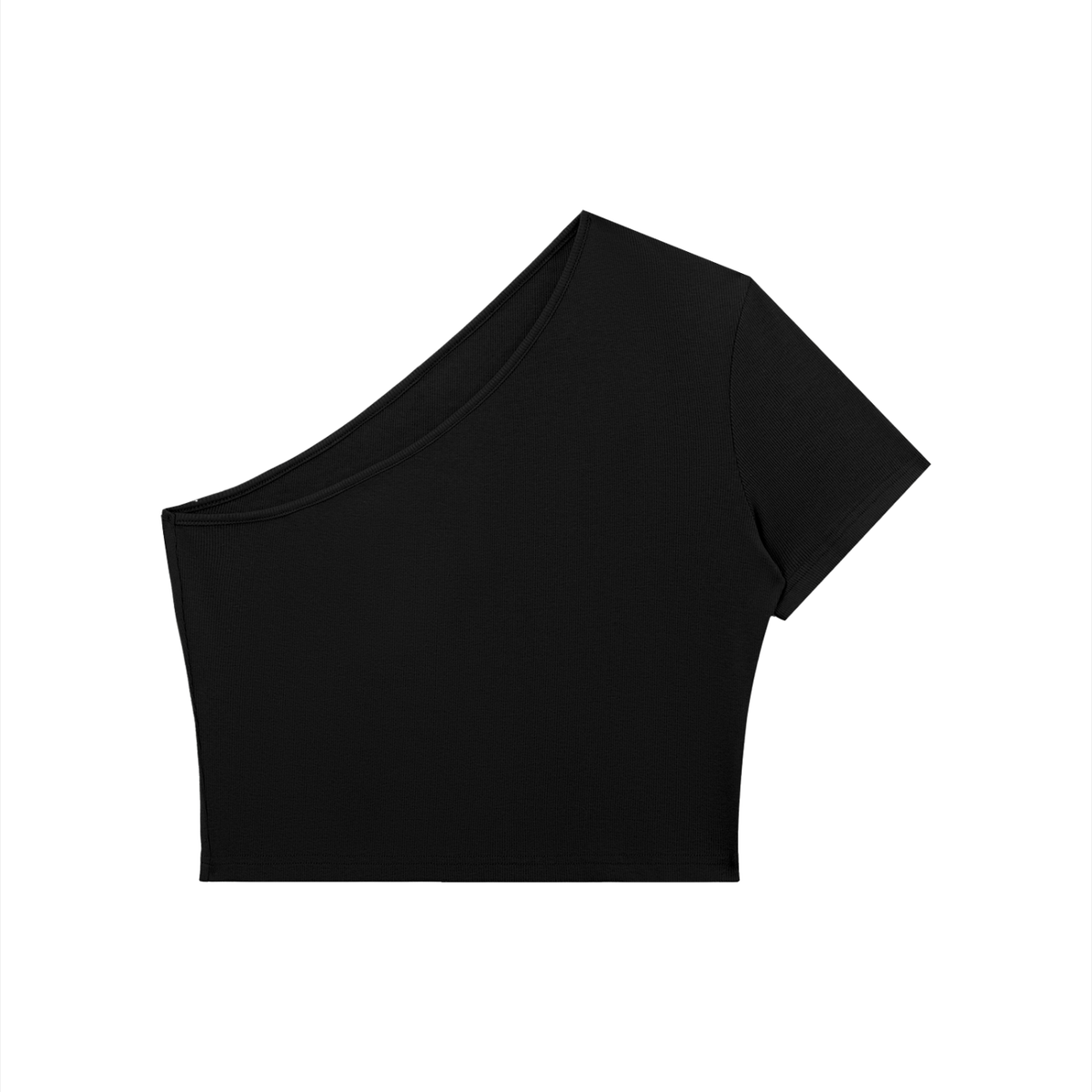 Women's one-shoulder crop top in black