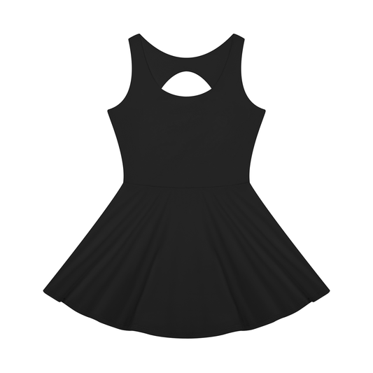 Women's Open-Back Tennis Dress in black, keyhole detail