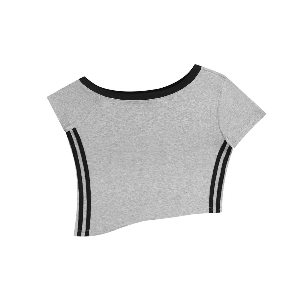 Women's off-shoulder crop tee in flower gray