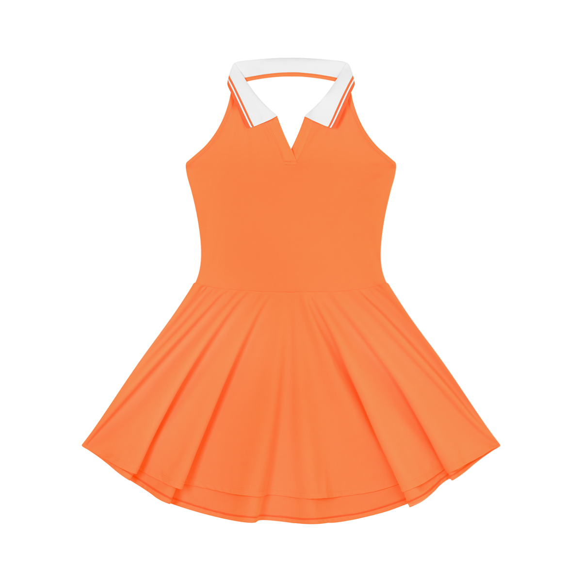 Women's collared halter tennis dress in orange
