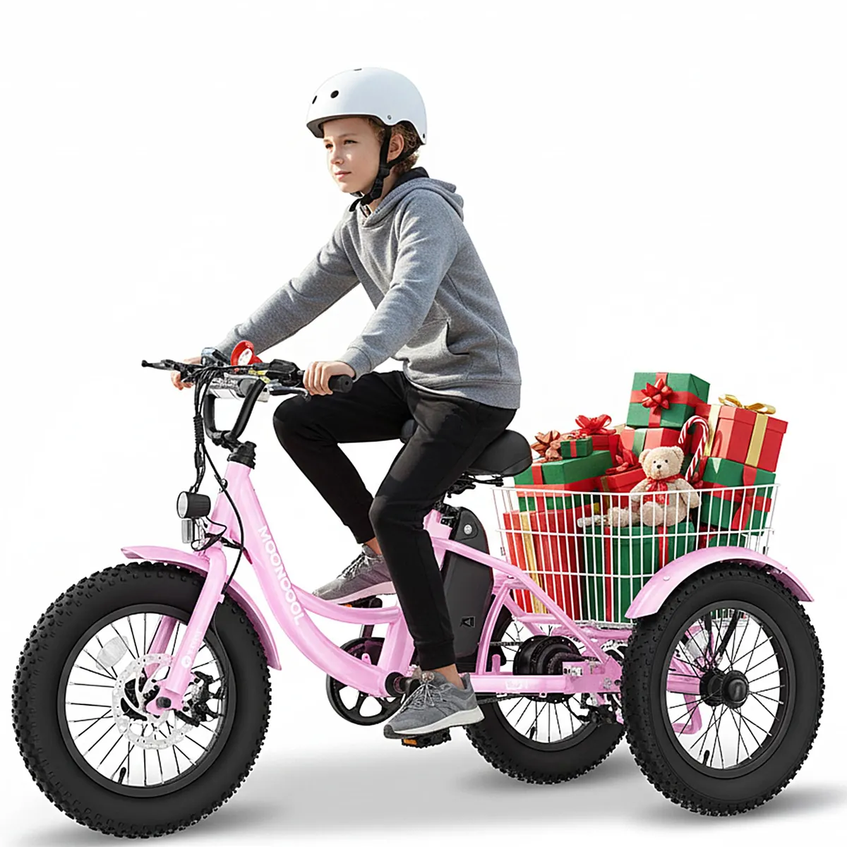 MOONCOOL 16 Inch Electric Tricycle, Youth Electric Trike, 250W 3 Wheel Bike
