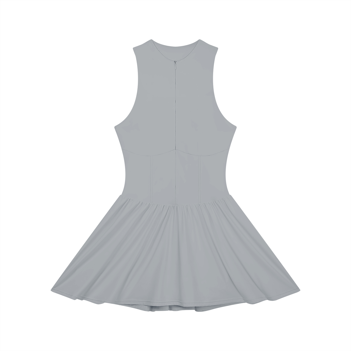 Women's Full-Zip Sleeveless Dress in gray, front view