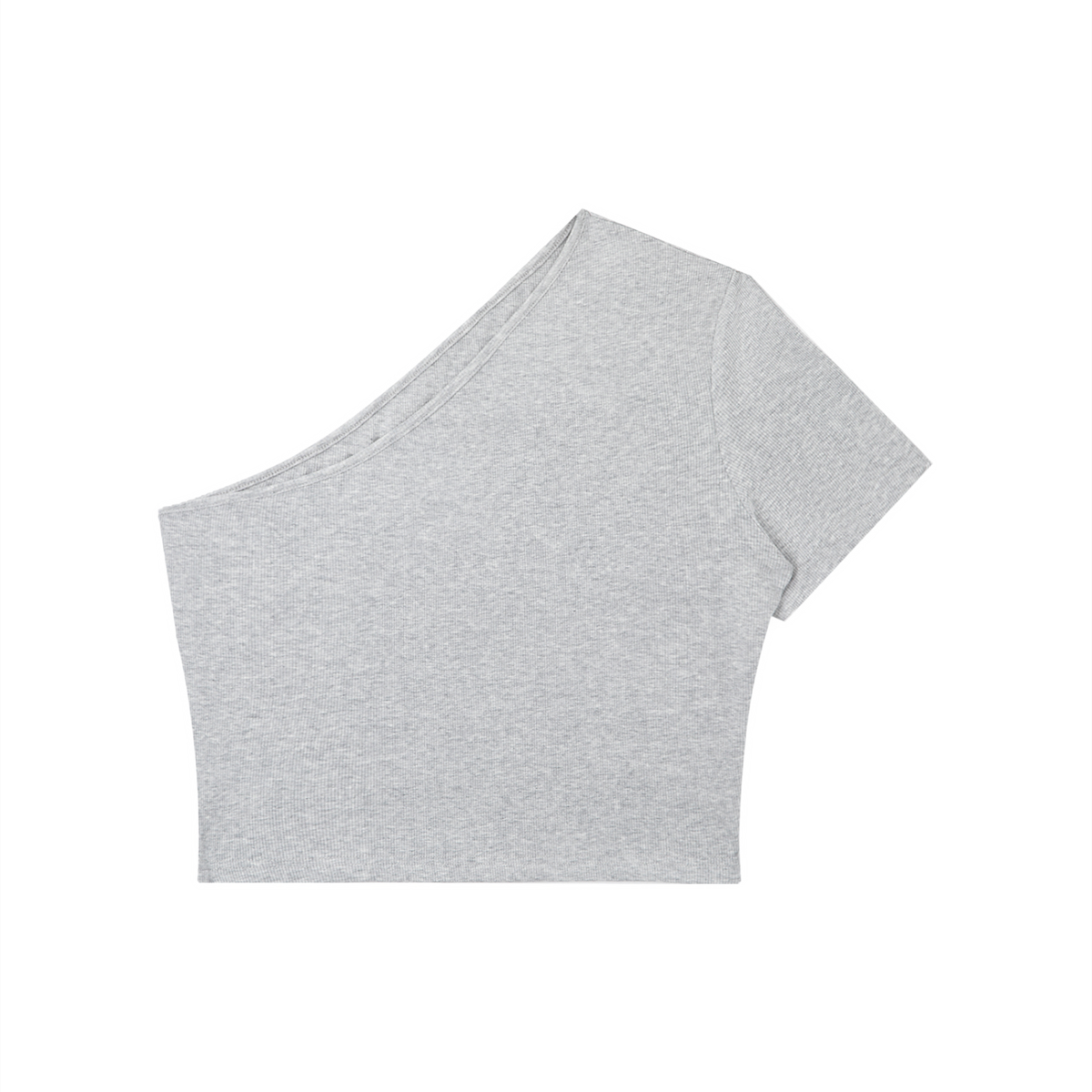 Women's one-shoulder crop top in flower gray