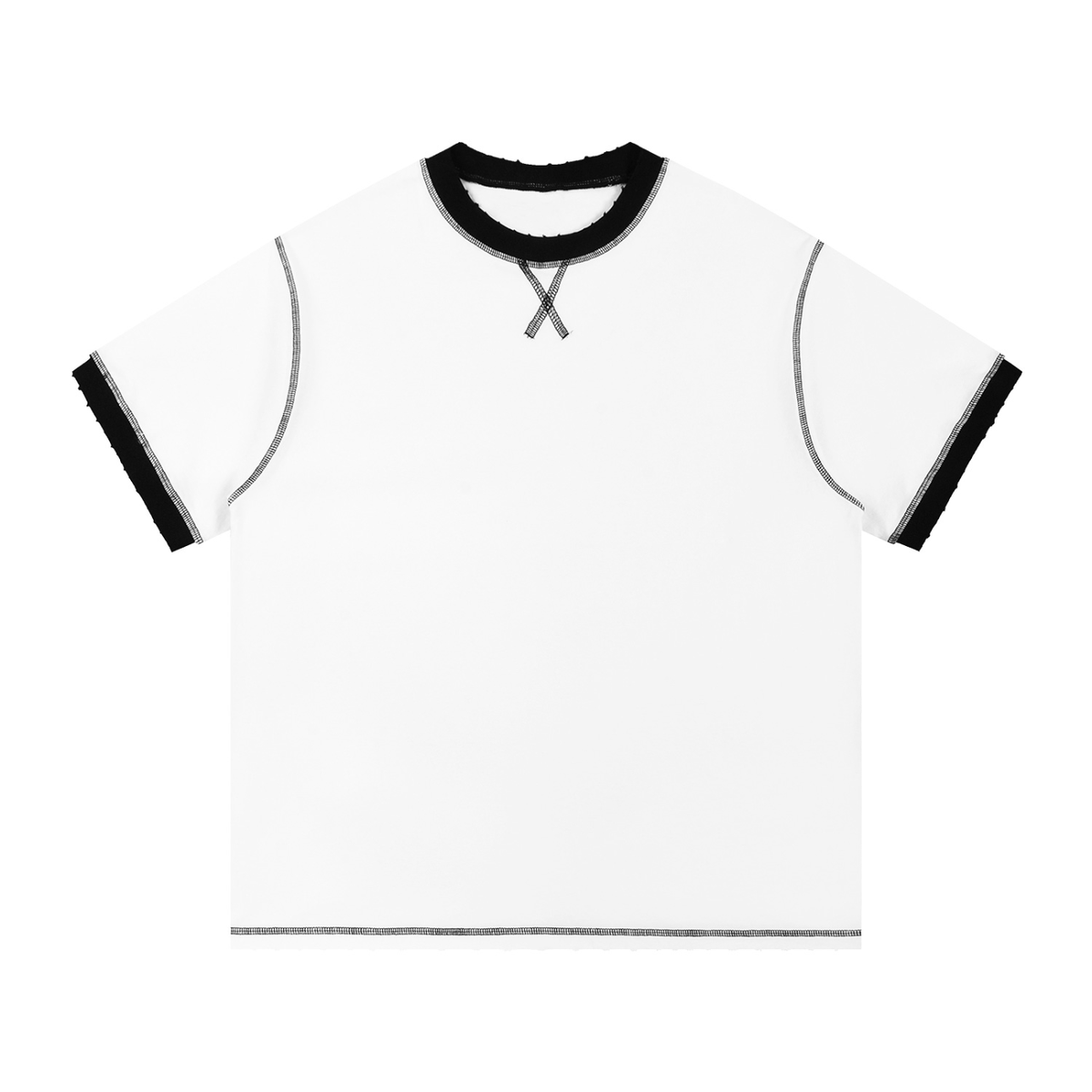 Contrast stitch oversized T-shirt in white with black