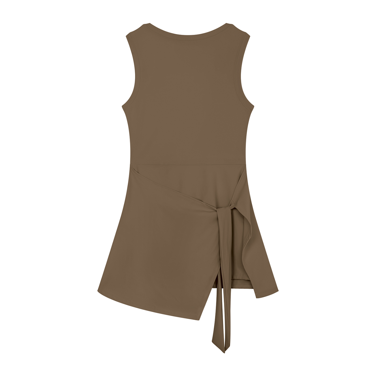 Women's Side-Tie A-Line Dress in coffee, front view