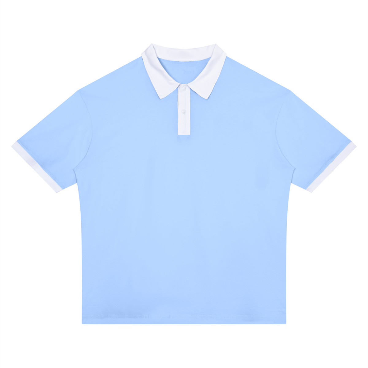 Color block cotton polo shirt in light blue with white