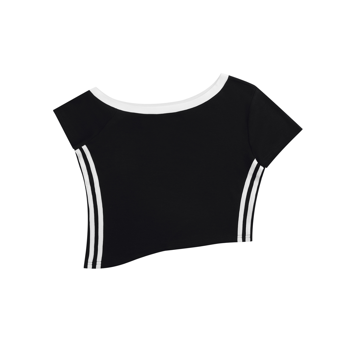 Women's off-shoulder crop tee in black