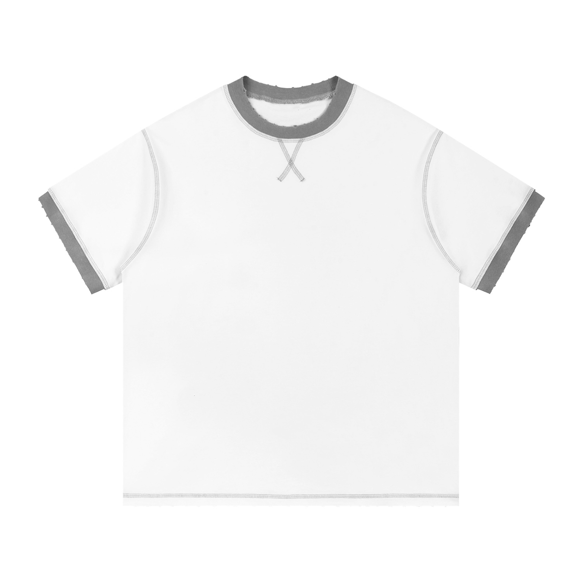 Contrast stitch oversized T-shirt in white with gray
