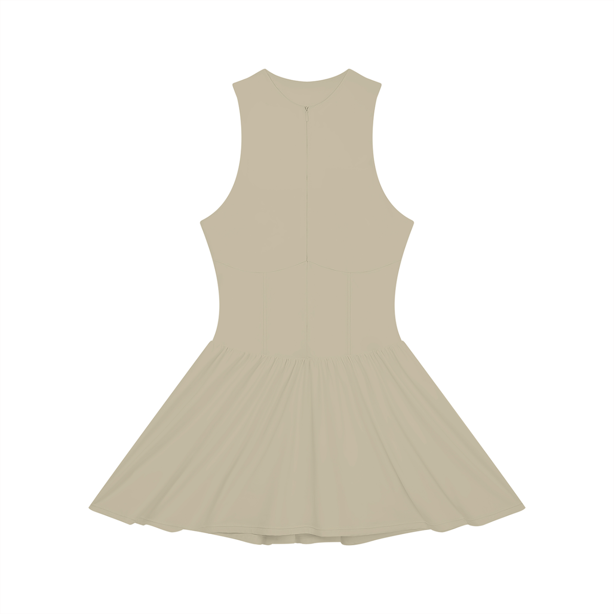 Women's Full-Zip Sleeveless Dress in khaki, front view