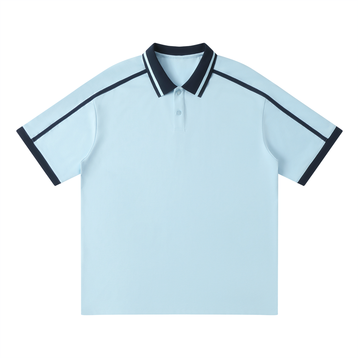 Contrast piping polo shirt in sky blue