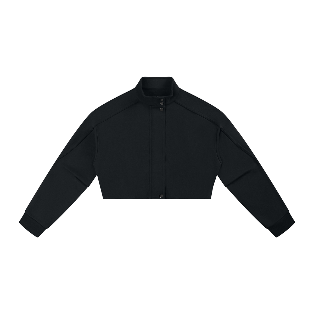 Women's cropped button-front knit jacket in black