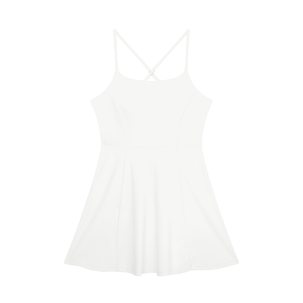 Women's Cross-Back A-Line Dress in white, back view