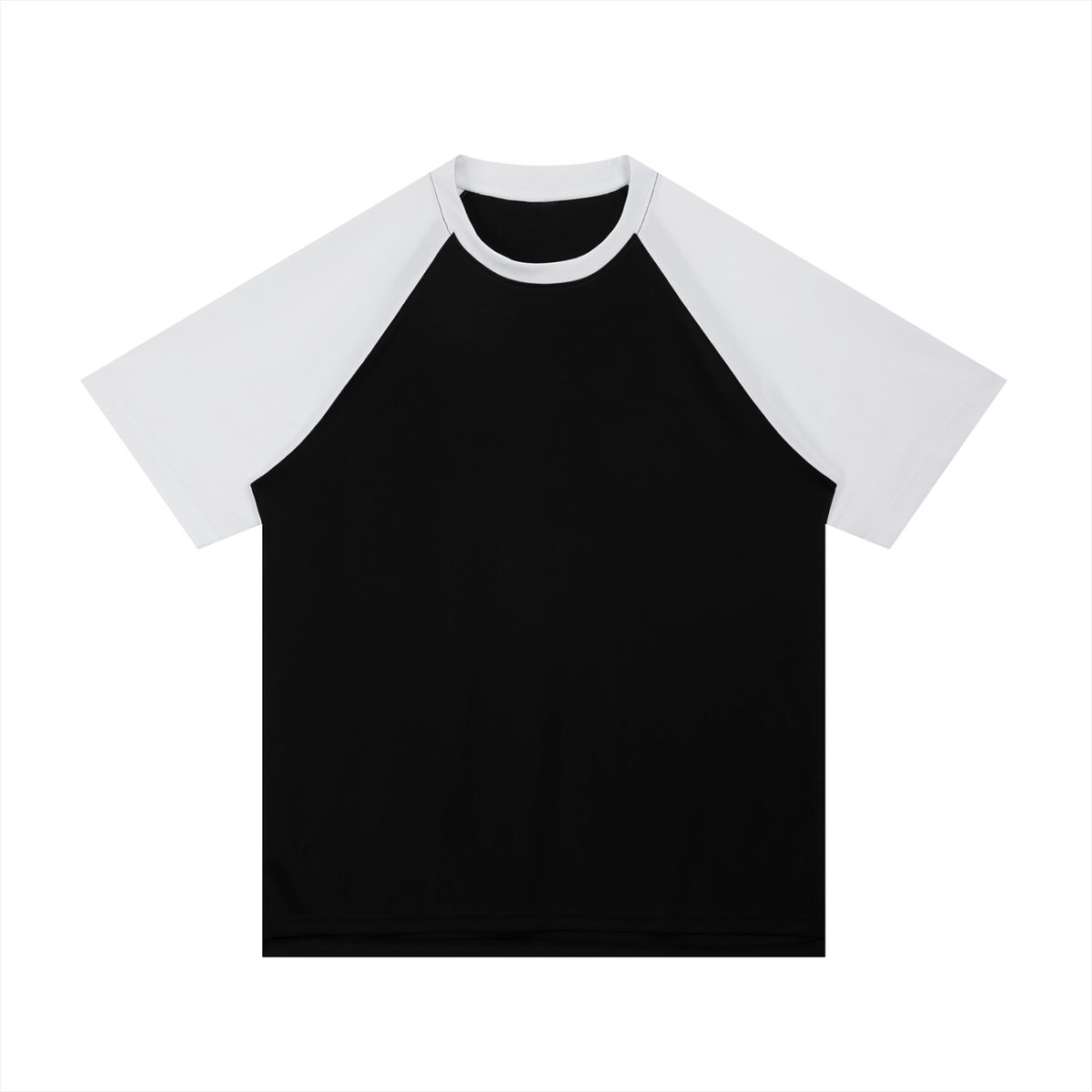 Contrast raglan mesh T-shirt in black with white