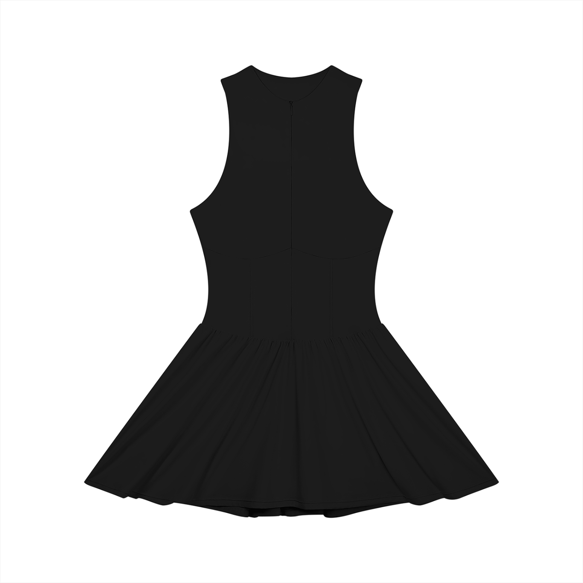 Women's Full-Zip Sleeveless Dress in black, front view