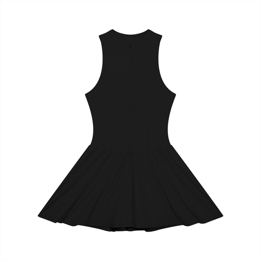 Women's Full-Zip Sleeveless Dress in black, front view