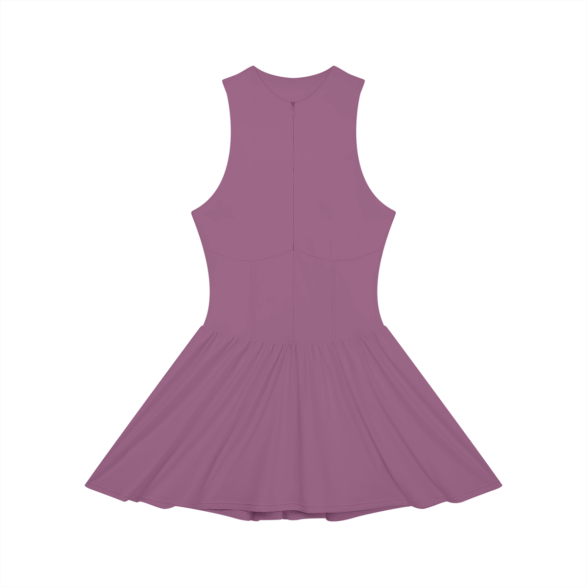 Women's Full-Zip Sleeveless Dress in dark purple, front view