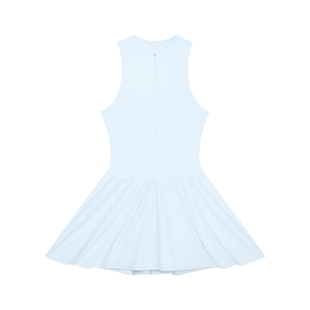 Women's Full-Zip Sleeveless Dress in water blue, front view