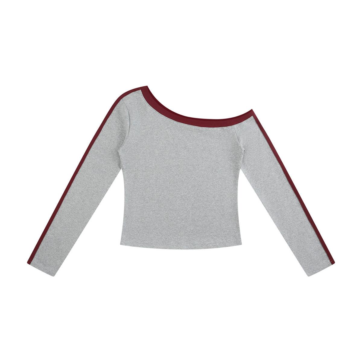 Women's asymmetric color block long sleeve top in flower gray