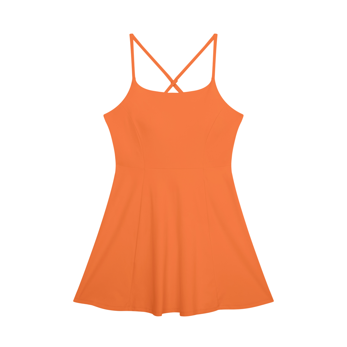 Women's Cross-Back A-Line Dress in orange, back view