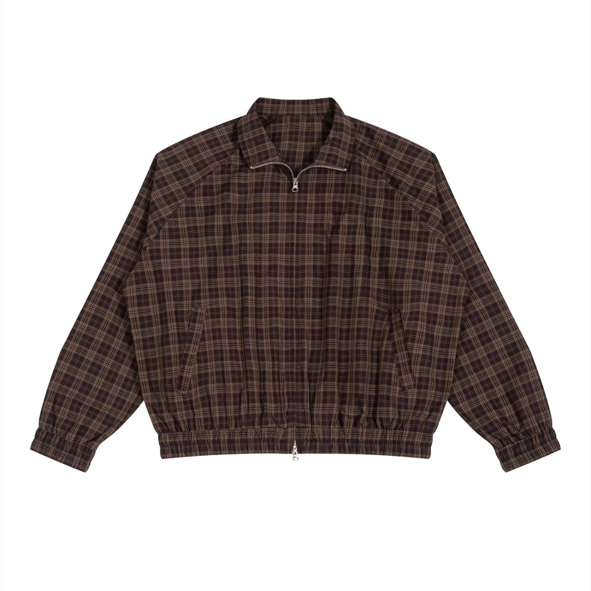 Plaid full-zip track jacket in red plaid