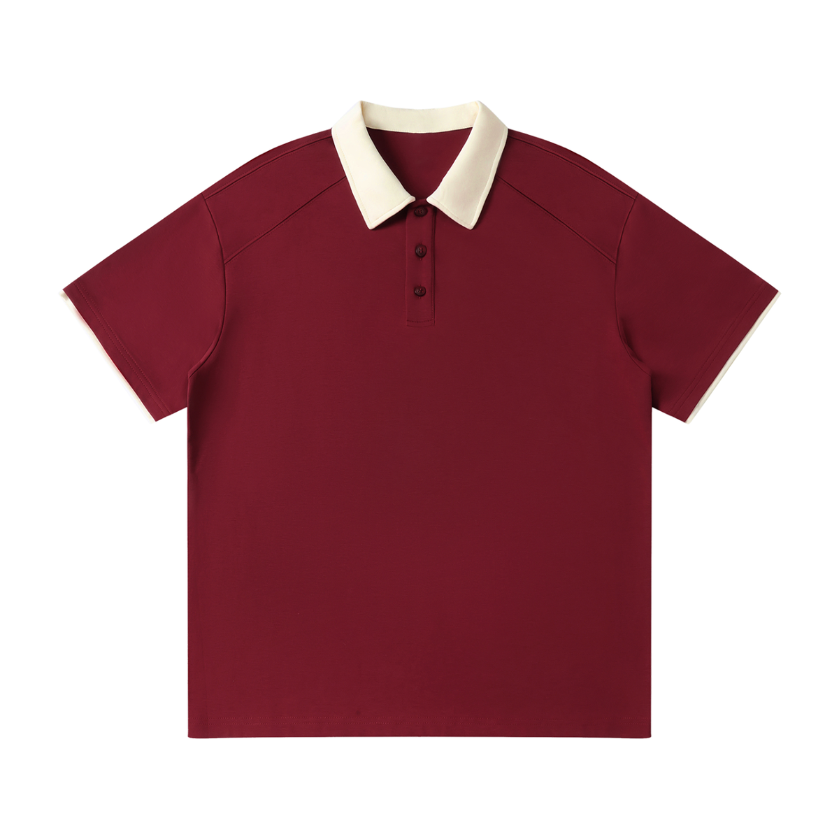 Contrast collar raglan polo shirt in wine red