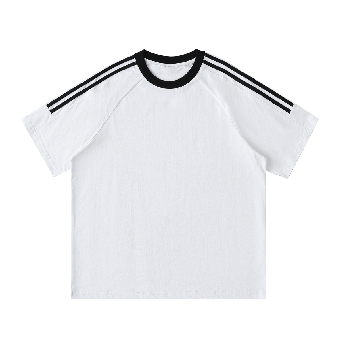 Contrast tape crewneck cotton T-shirt in white