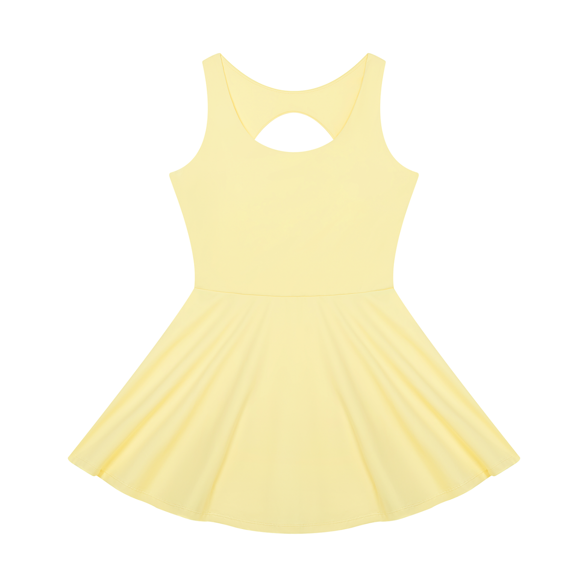 Women's Open-Back Tennis Dress in yellow, keyhole detail