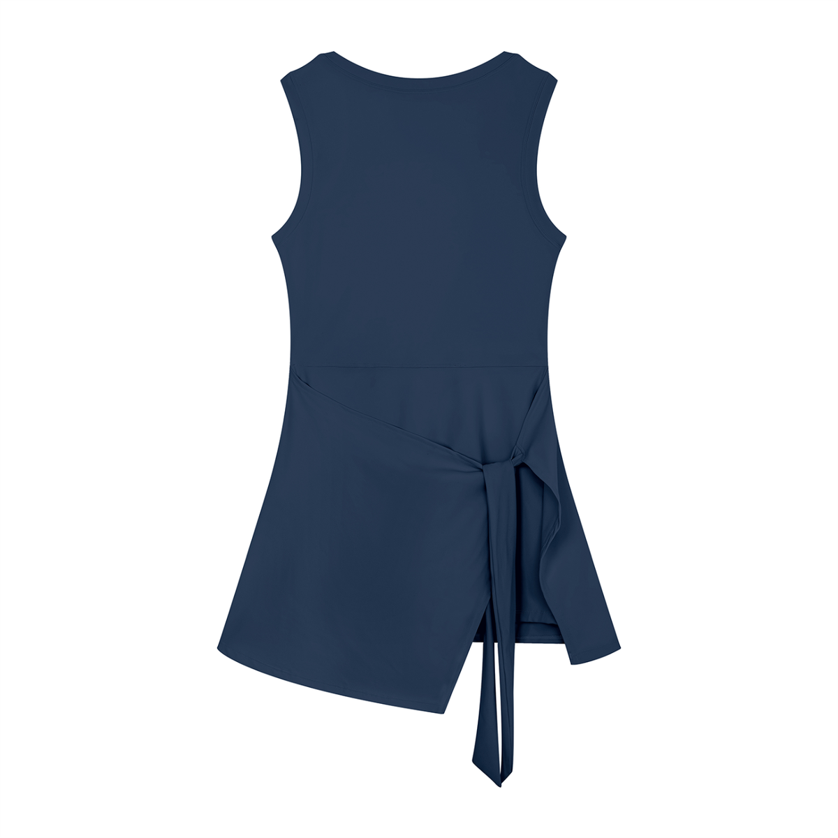 Women's Side-Tie A-Line Dress in navy blue, front view