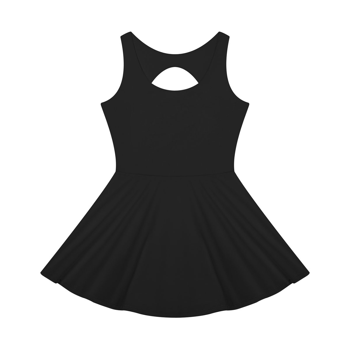 Women's Open-Back Tennis Dress in black, keyhole detail