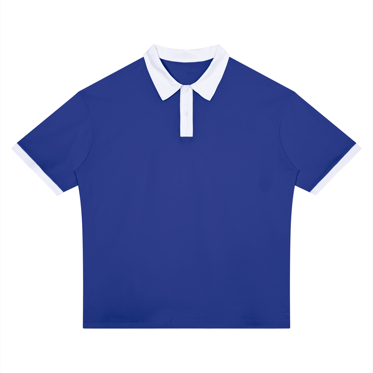 Color block cotton polo shirt in klein blue with white