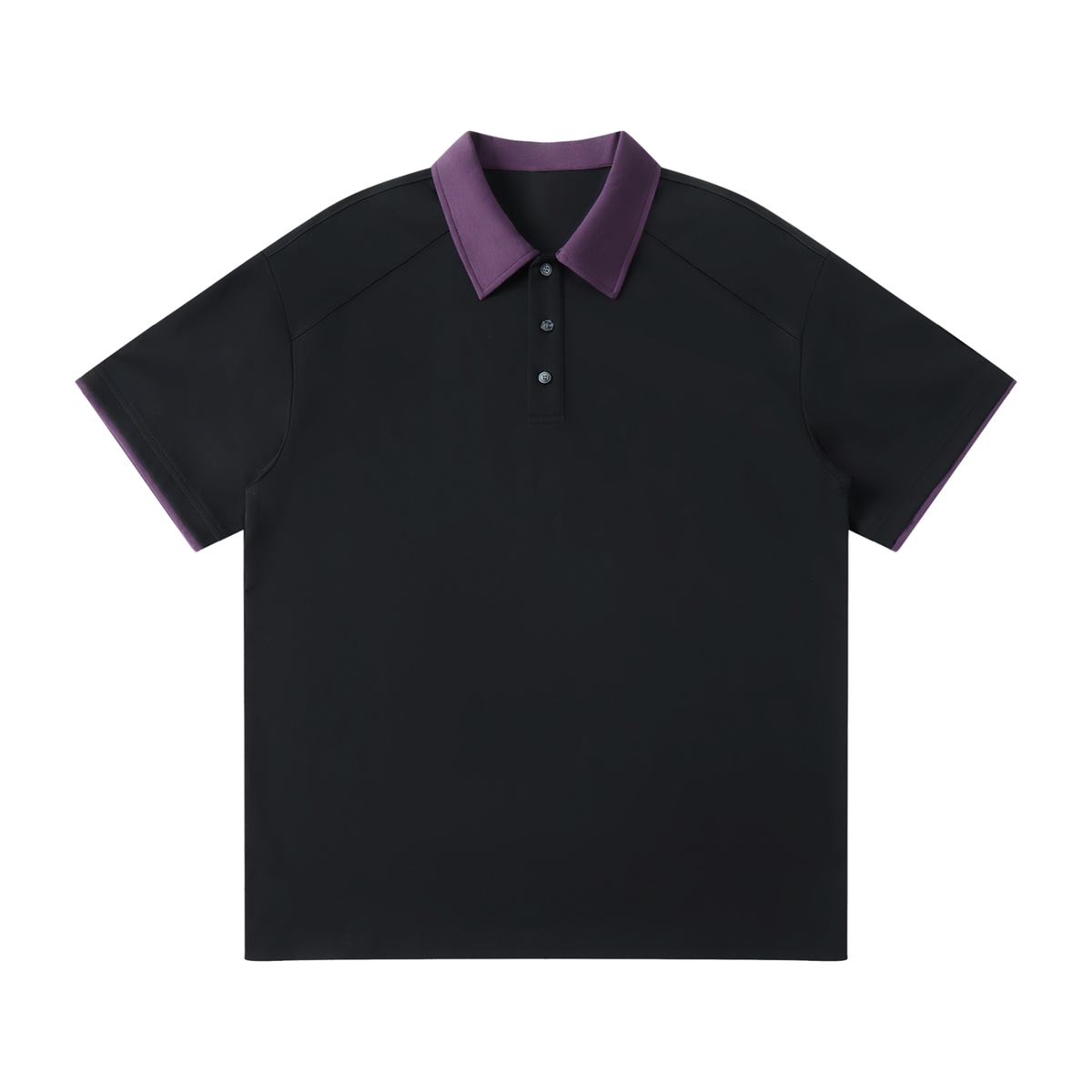 Contrast collar raglan polo shirt in black