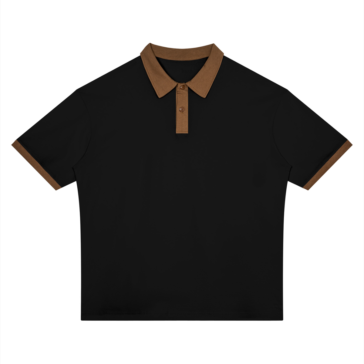 Color block cotton polo shirt in black with brown