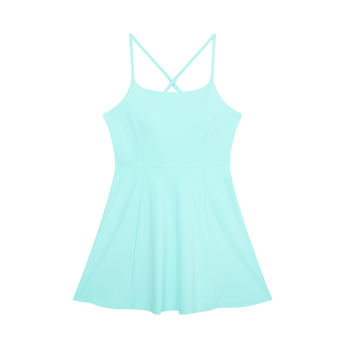 Women's Cross-Back A-Line Dress in sky blue, back view