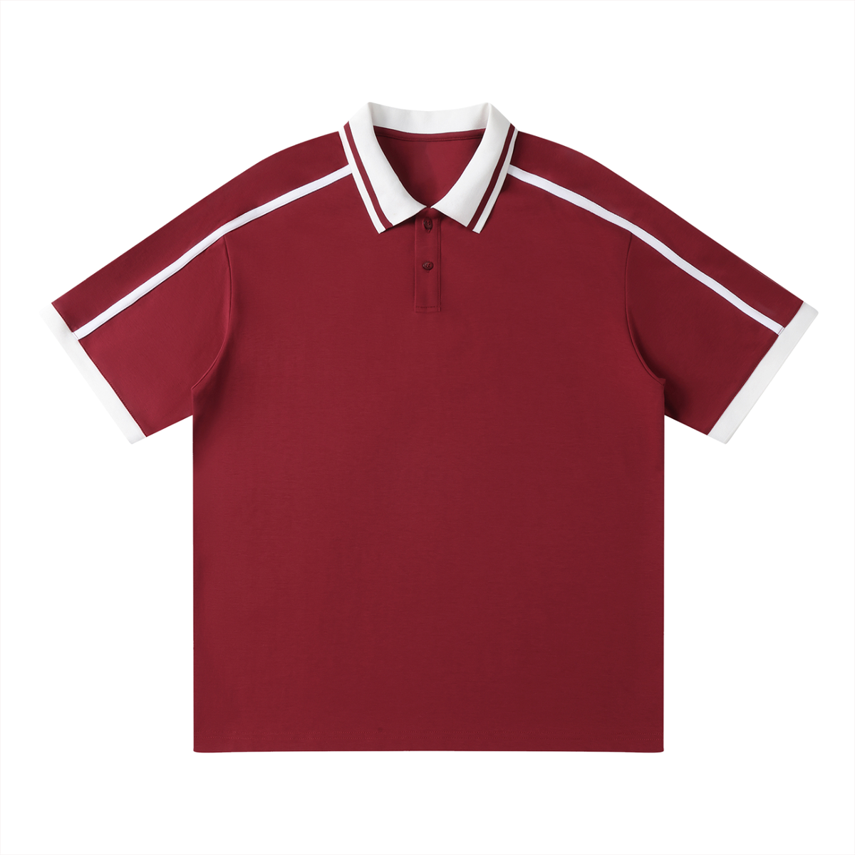 Contrast piping polo shirt in wine red