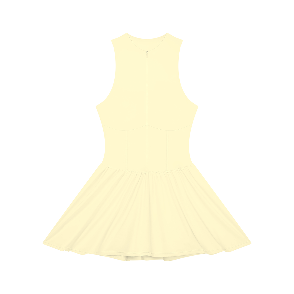 Women's Full-Zip Sleeveless Dress in light yellow, front view