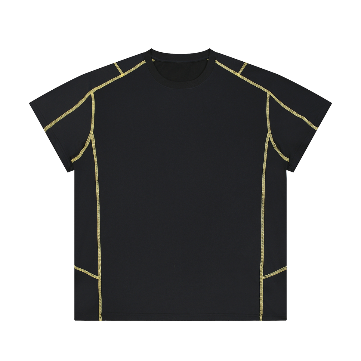 Contrast stitch raglan T-shirt in black