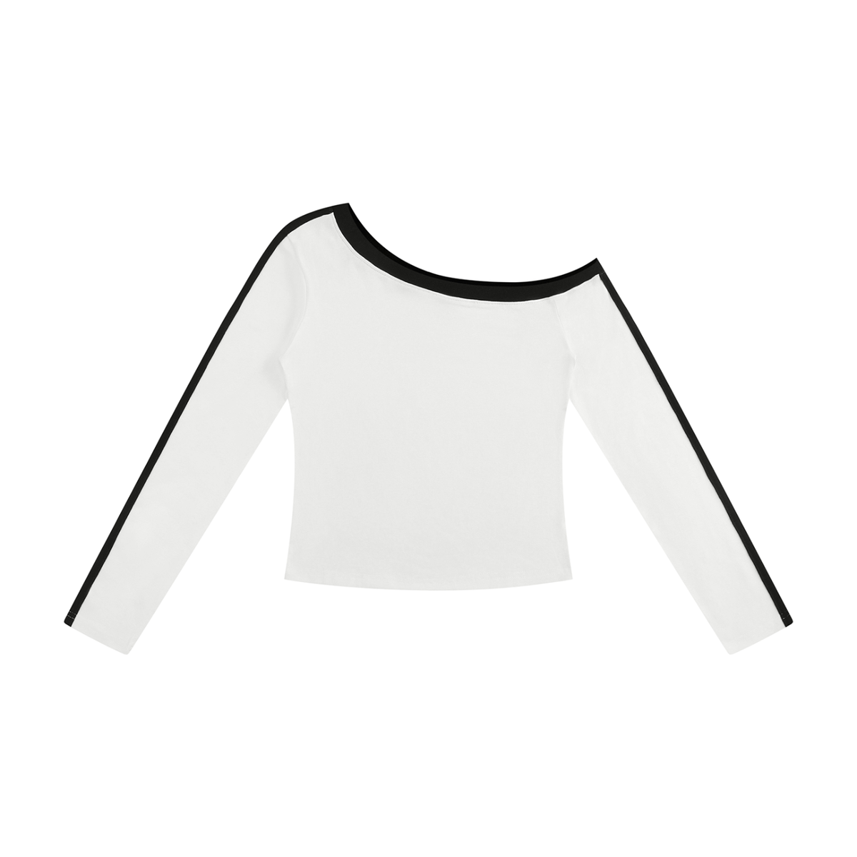 Women's asymmetric color block long sleeve top in white