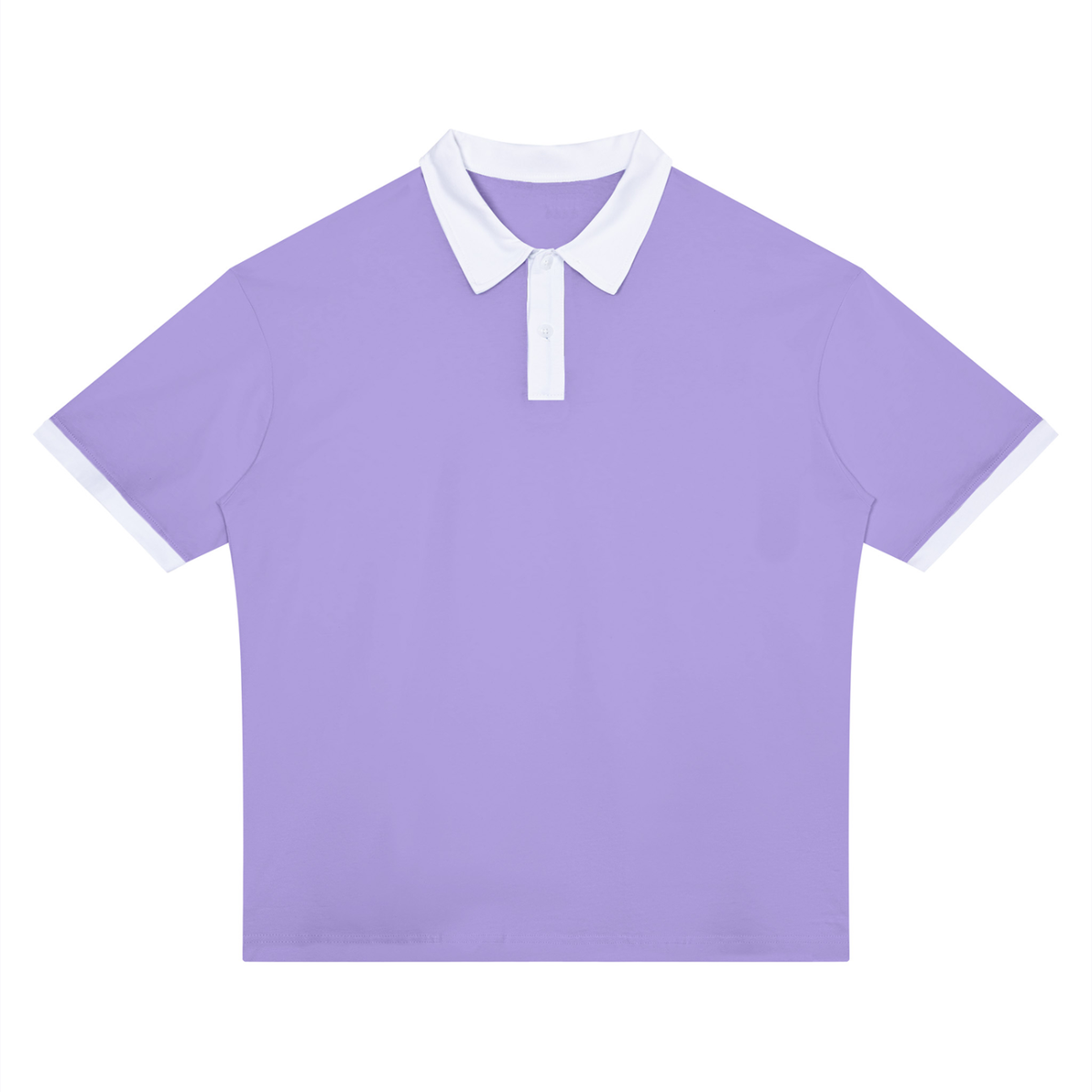 Color block cotton polo shirt in light purple with white