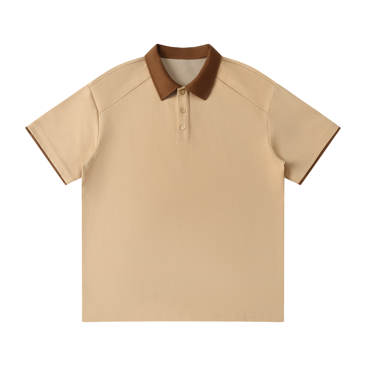 Contrast collar raglan polo shirt in khaki
