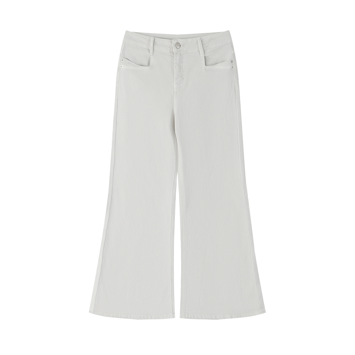 Women's Vintage Wash Flared Jeans in beige, front view