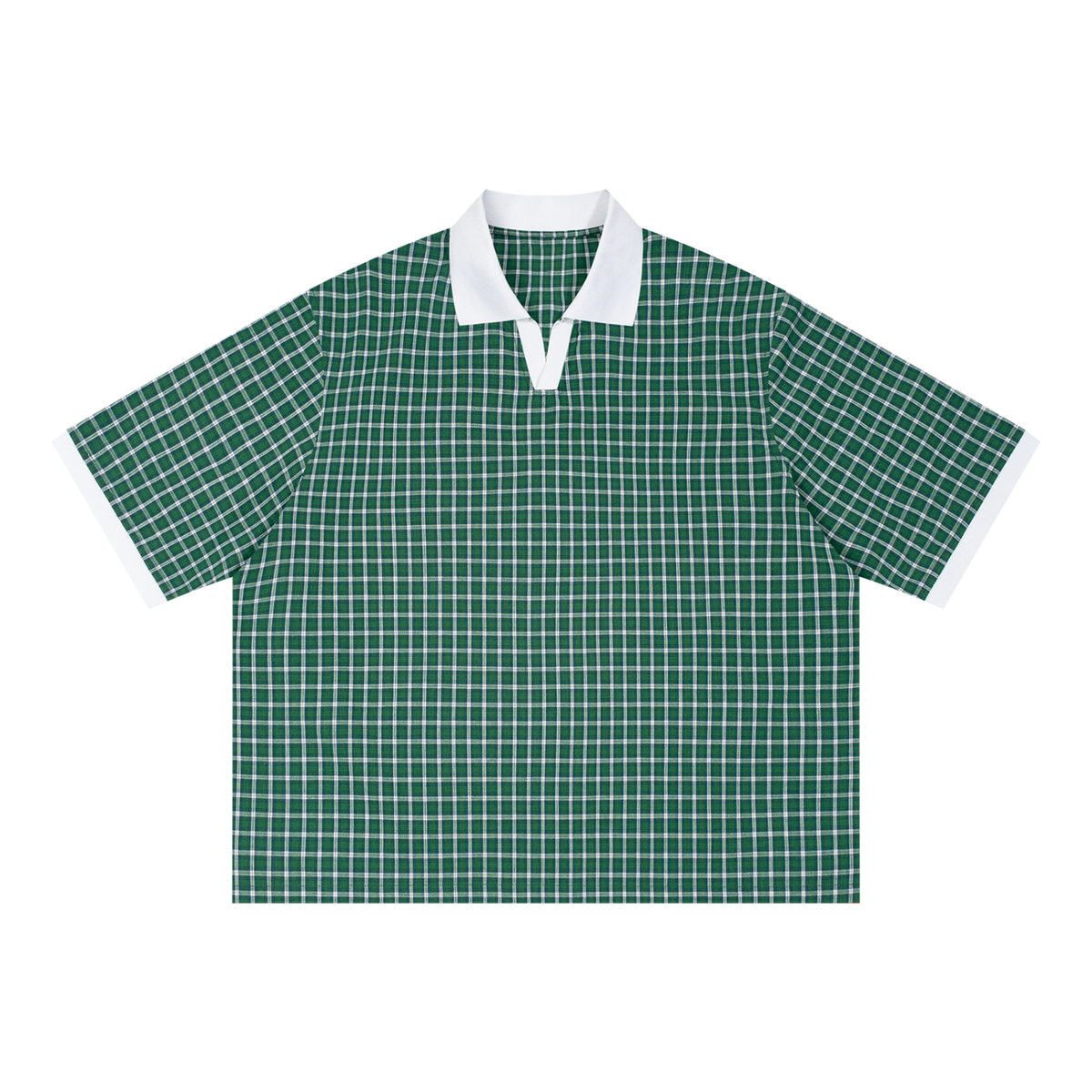 Boxy plaid polo shirt in green