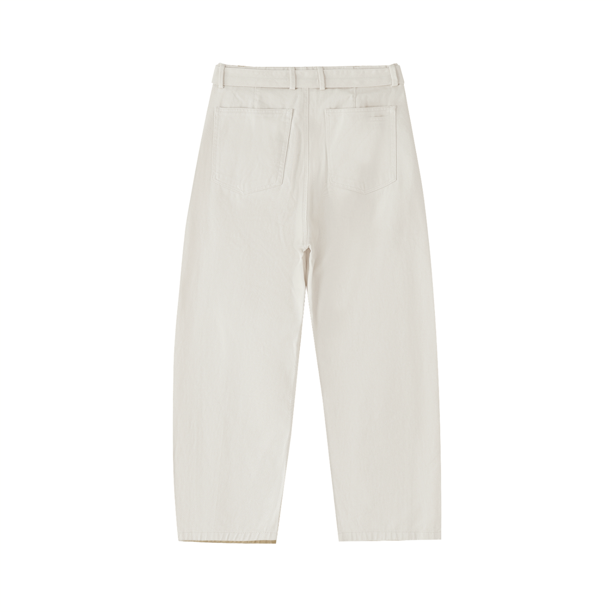Women's Belted Barrel-Leg Chino Pants in beige, back view