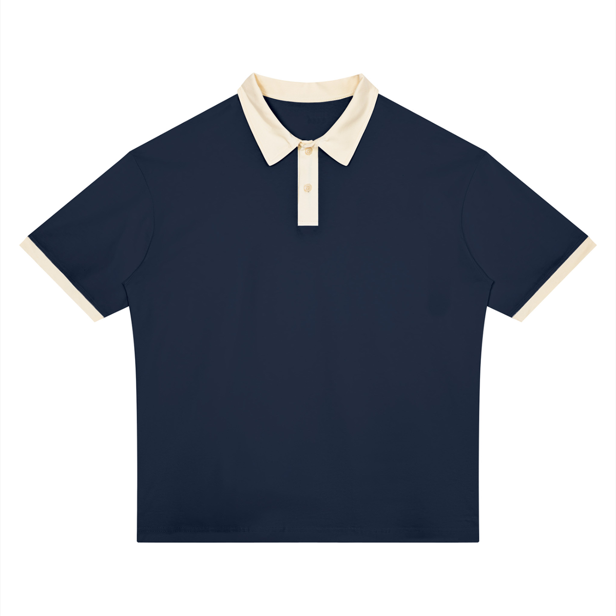 Color block cotton polo shirt in navy blue with apricot