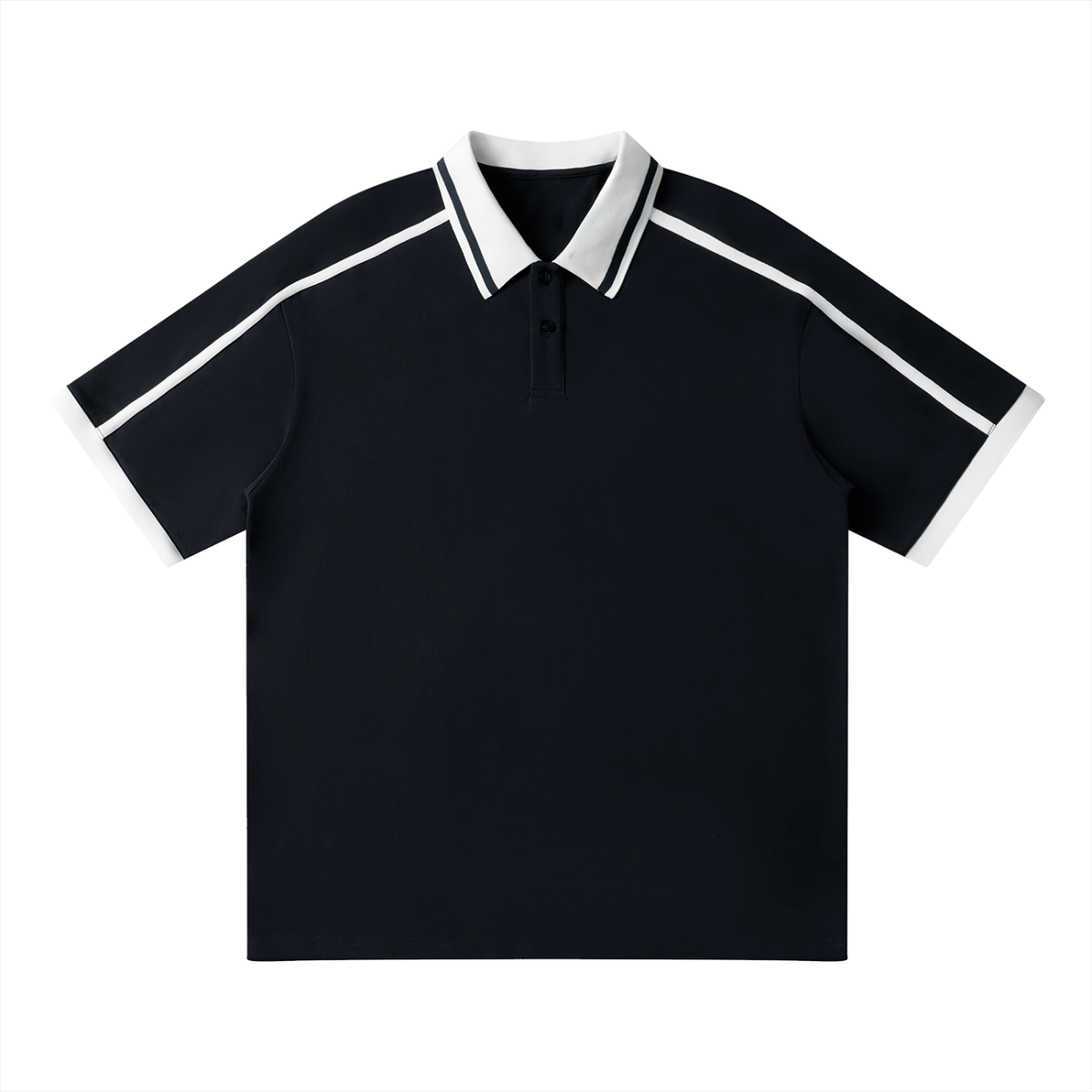 Contrast piping polo shirt in black