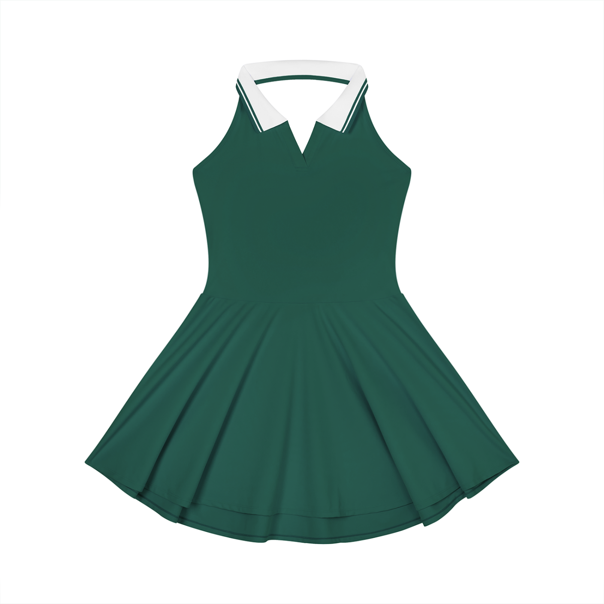 Women's collared halter tennis dress in blackish green